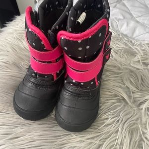 Wonder Nation Toddler Girl Size 7 White Polka Dot Snow Boots